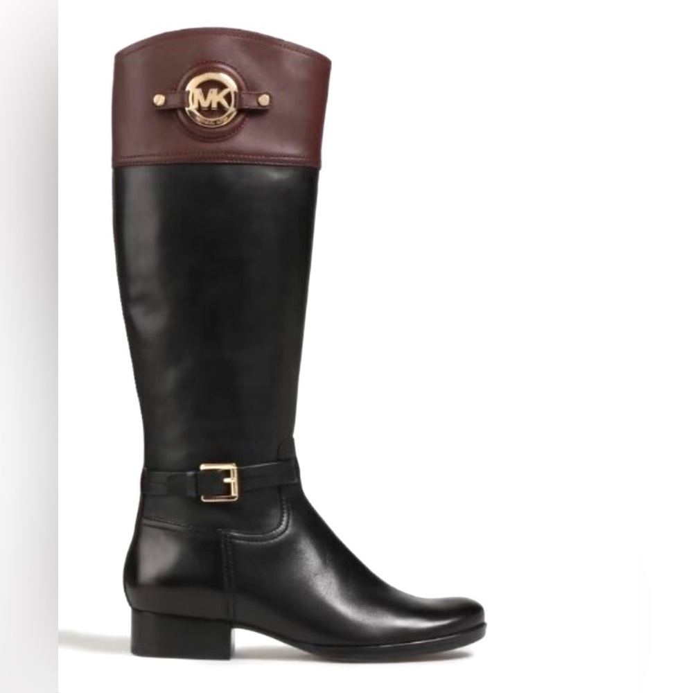 Michael Kors Black and Brown Over the Knee Boots